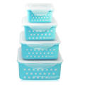 4PCS Square Food Container Set com potes brancos